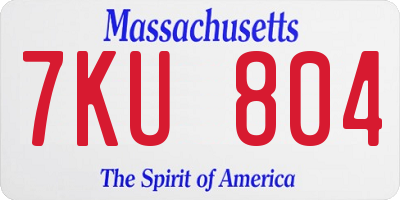 MA license plate 7KU804
