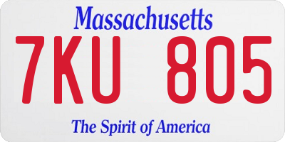 MA license plate 7KU805
