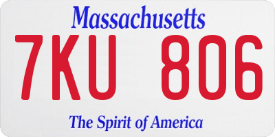 MA license plate 7KU806