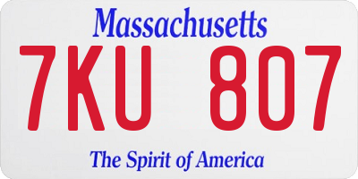 MA license plate 7KU807