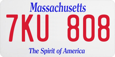 MA license plate 7KU808