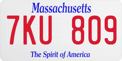 MA license plate 7KU809