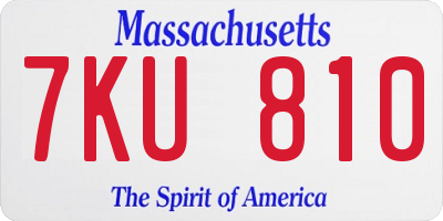 MA license plate 7KU810