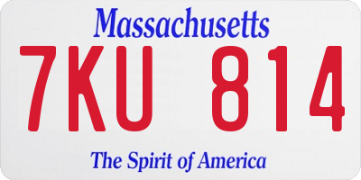 MA license plate 7KU814