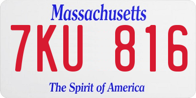 MA license plate 7KU816