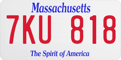 MA license plate 7KU818