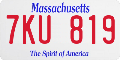 MA license plate 7KU819