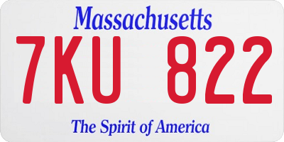 MA license plate 7KU822
