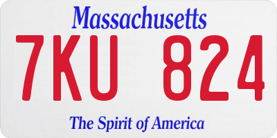 MA license plate 7KU824