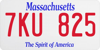 MA license plate 7KU825