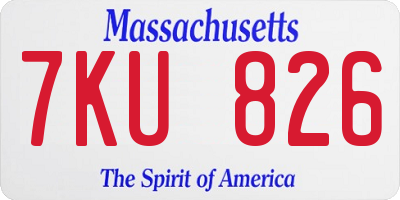 MA license plate 7KU826