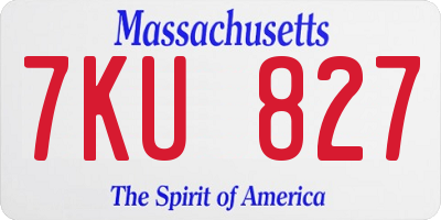 MA license plate 7KU827
