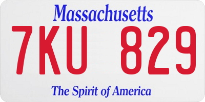 MA license plate 7KU829
