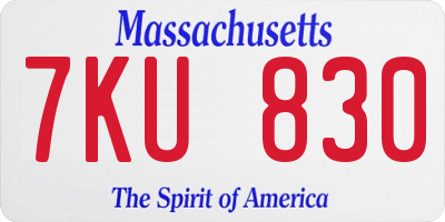 MA license plate 7KU830