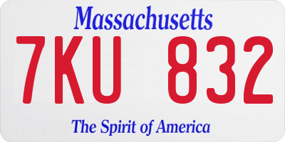 MA license plate 7KU832