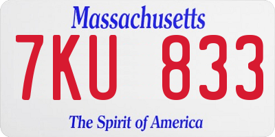 MA license plate 7KU833