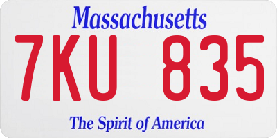 MA license plate 7KU835