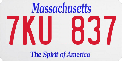 MA license plate 7KU837