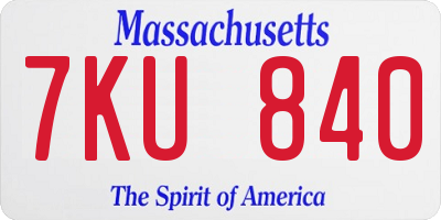 MA license plate 7KU840