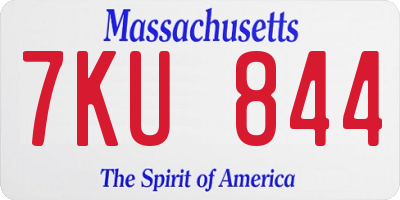 MA license plate 7KU844
