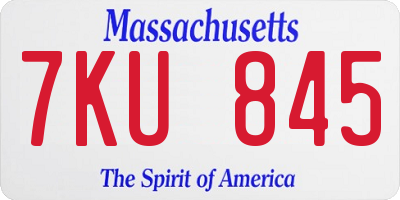 MA license plate 7KU845