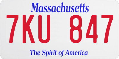 MA license plate 7KU847