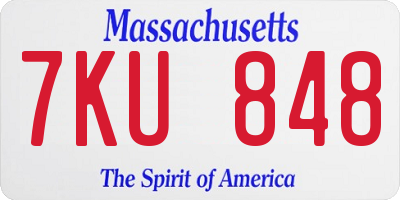 MA license plate 7KU848