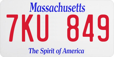 MA license plate 7KU849
