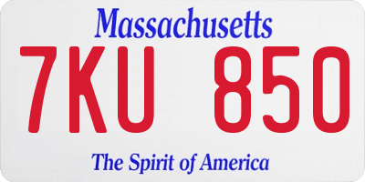 MA license plate 7KU850