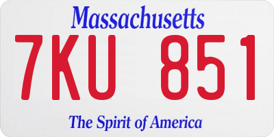 MA license plate 7KU851