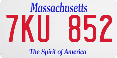 MA license plate 7KU852
