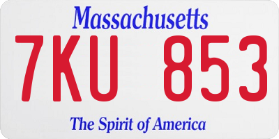 MA license plate 7KU853
