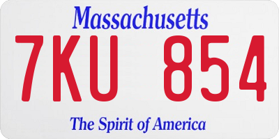 MA license plate 7KU854