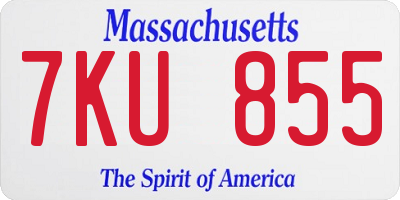 MA license plate 7KU855