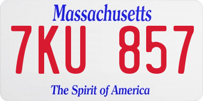MA license plate 7KU857