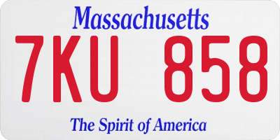 MA license plate 7KU858