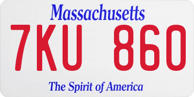 MA license plate 7KU860