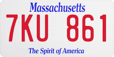 MA license plate 7KU861