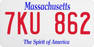 MA license plate 7KU862