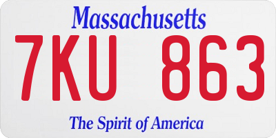 MA license plate 7KU863