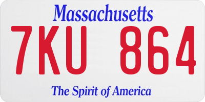 MA license plate 7KU864