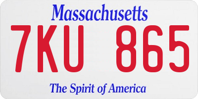 MA license plate 7KU865