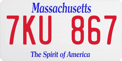MA license plate 7KU867