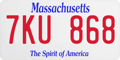 MA license plate 7KU868