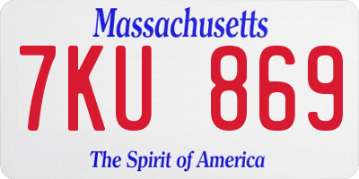 MA license plate 7KU869