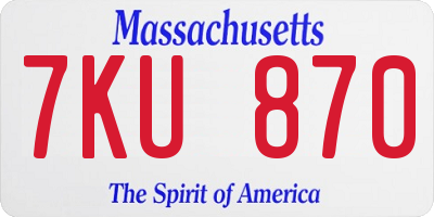 MA license plate 7KU870