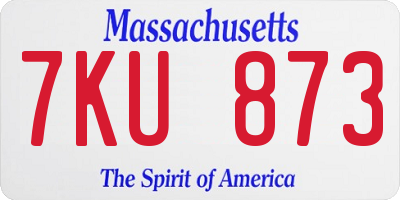 MA license plate 7KU873
