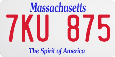 MA license plate 7KU875