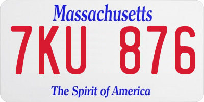 MA license plate 7KU876