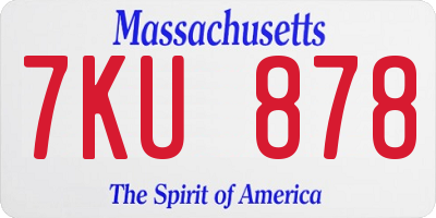 MA license plate 7KU878